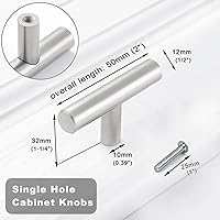 Vista 6 de 12 pomos de gabinete, tiradores de gabinete, pomos para cajones, perillas en T, herrajes de gabinete de un solo orificio con tornillos, para muebles