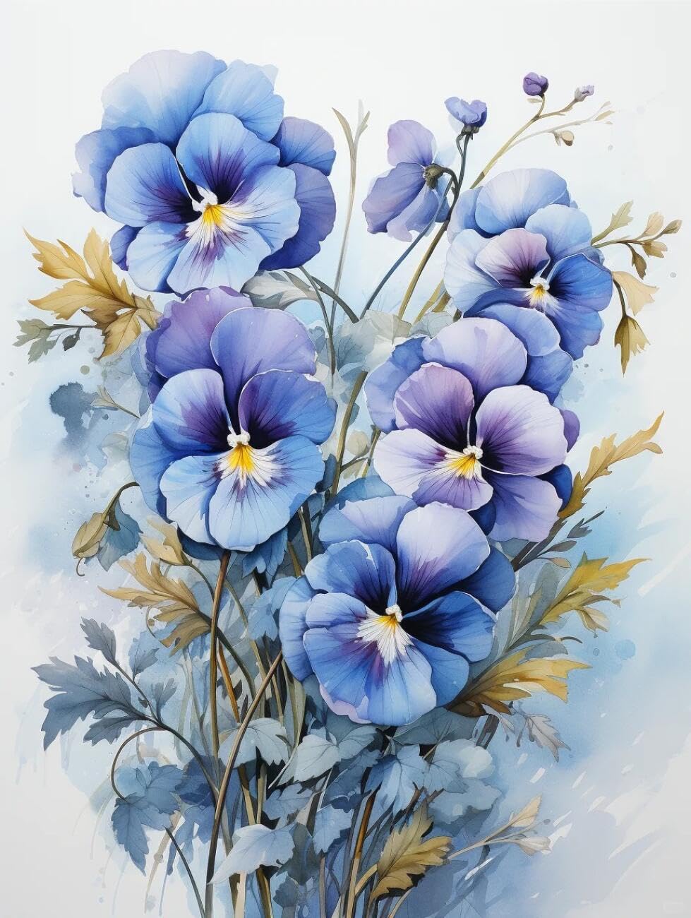 RKFLGEW Flowers 14CT Embroidery Kit Fantasy Pansy Needlepoint Counted Kits Embroidery Set Arts and Crafts for Home Decor 40x50cm
