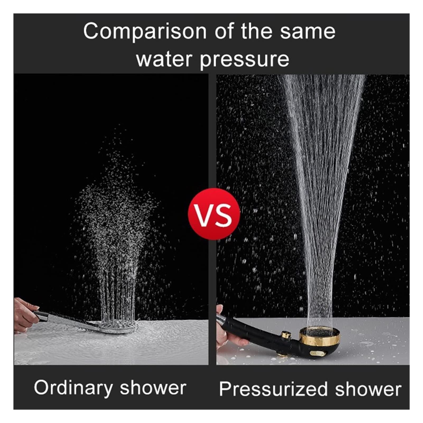 Cabezal de ducha mejorado de alta presión 3 modos Cabezal de ducha ajustable de ahorro de agua de mano Boquilla de rociado a presión Suministros de baño Cabezales de ducha (Color : A black-3 Modes)