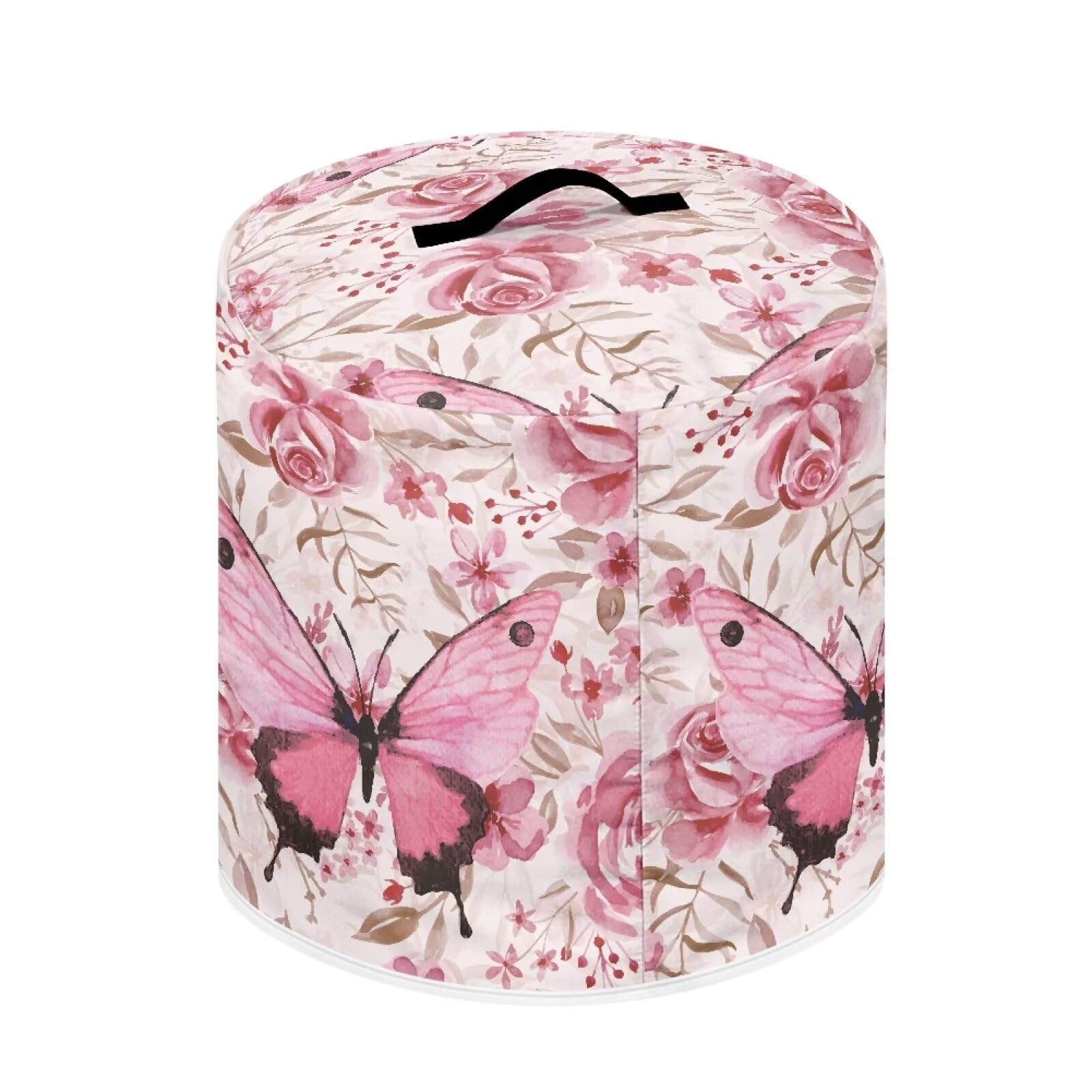 YUVAMAGIMO Pink Butterfly Air Fryer Cover Comfortable Kitchen Appliance Dust Cover Handy and Convenient with Accessory Pocket Pressure Cooker Cover Universal Size Kitchen Accessory Decoration