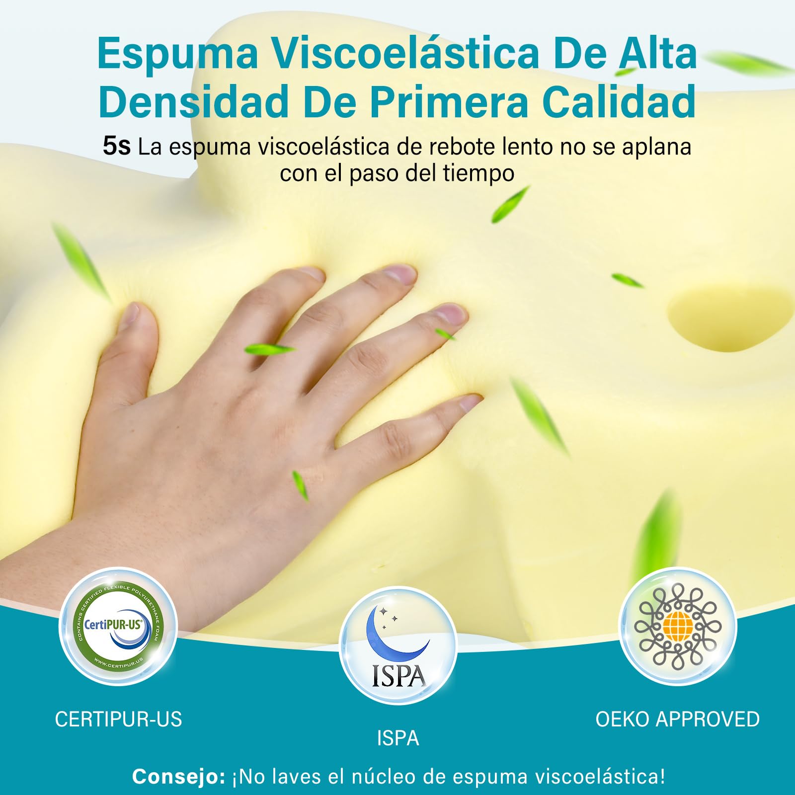 Almohada Cervicales y Cuello, Almohada Cervical en 2 Alturas, Almohada Viscoelastica con Funda de Almohada Extraíble para Dormir de Lado, Boca Arriba y Boca Abajo, 66x37x9/12cm (Plata)
