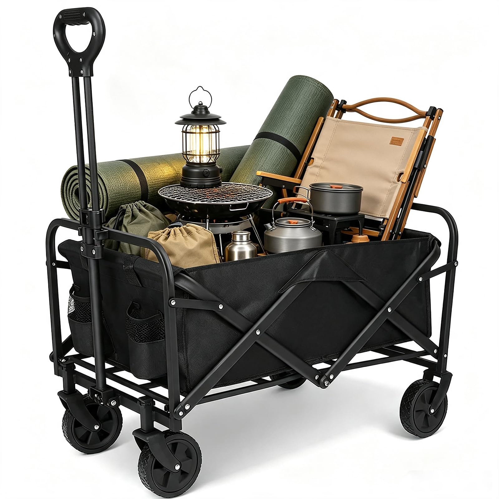 Carrello pieghevole da 80 l, rimovibile, portata fino a 150 kg