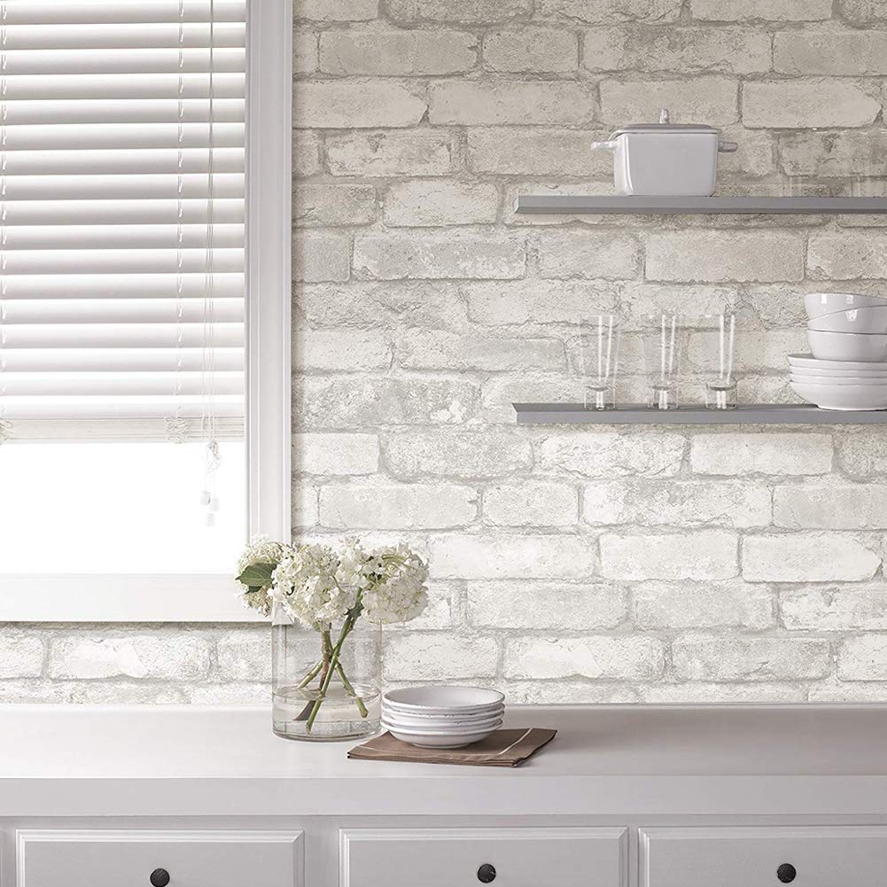 Papel Pintado Autoadhesivo Ladrillo Gris Removible Impermeable Vinilo Adhesivo Pared Contacto Papel de Pared Decorativo para Encimeras, Revestimiento de Paredes (1000cm, A5)