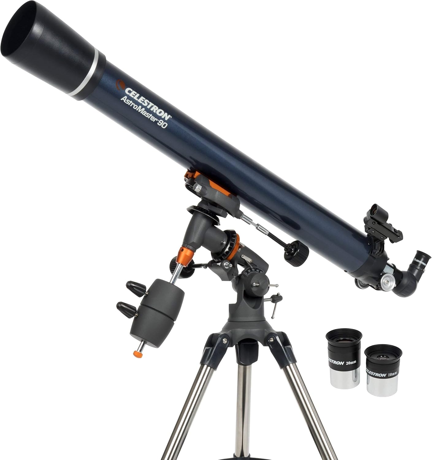 Celestron - AstroMaster 90EQ Refractor Telescope - Refractor Telescope for Beginners - Adjustable-Height Tripod - Bonus Astronomy Software Package & AstroMaster Telescope Accessory Kit