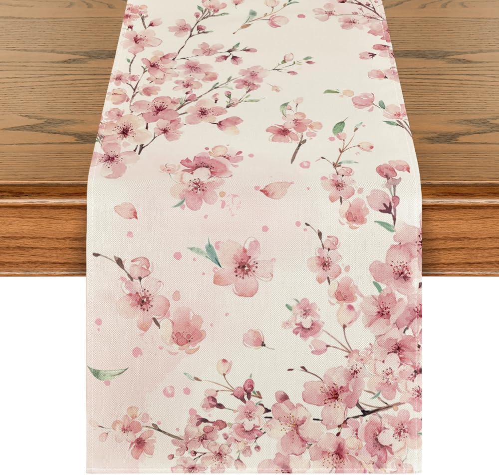 Floral Cherry Blossoms es Summer Table Runner, Seasonal