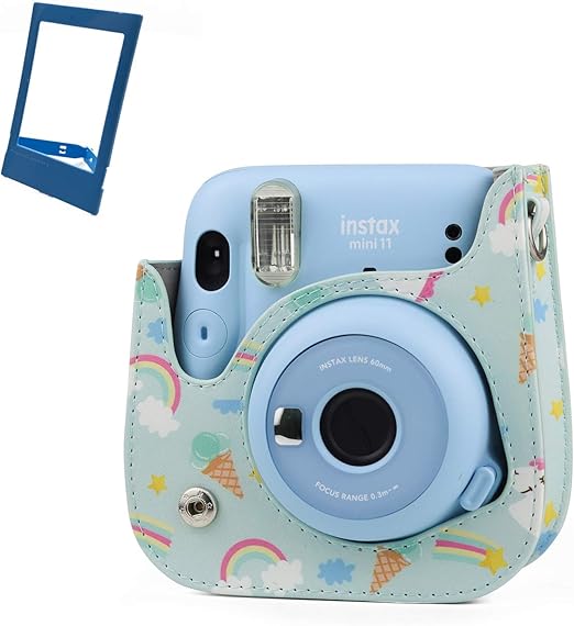 Amazon 21年最新 富士フイルム チェキinstax Mini 11 カメラケース Mini8 Mini9 カバー Puレザー 可愛い インスタント カメラ 専用速写ケース フォトフレーム贈る ストラップ付属カメラバッグ ショルダー収納バッグ Cagarny ライトグリーン カメラバック