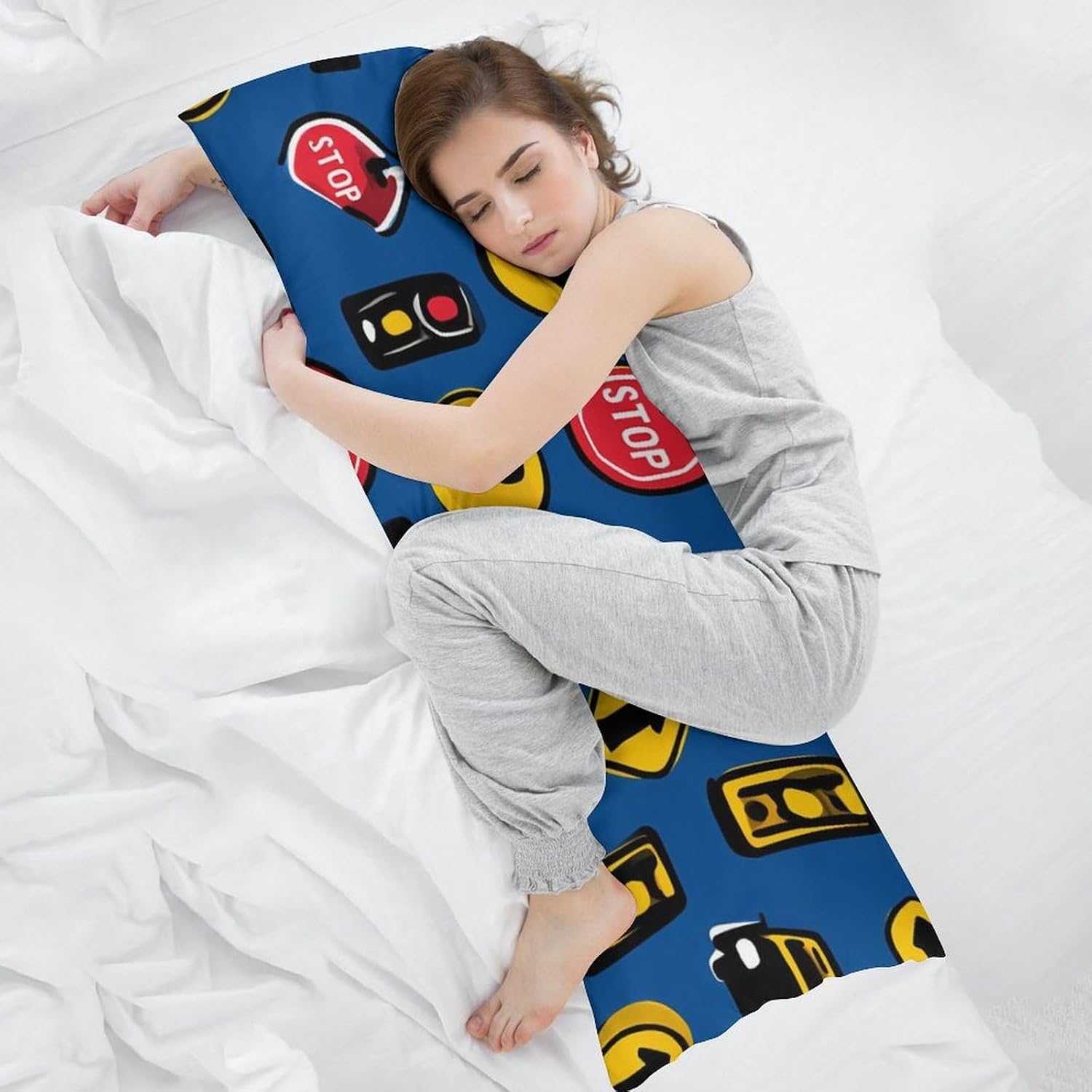 Cartoon Traffic Signs Body Pillow Case Cover Protectors Sham Throw Pillowcases for Bed Couch 20"×54"
