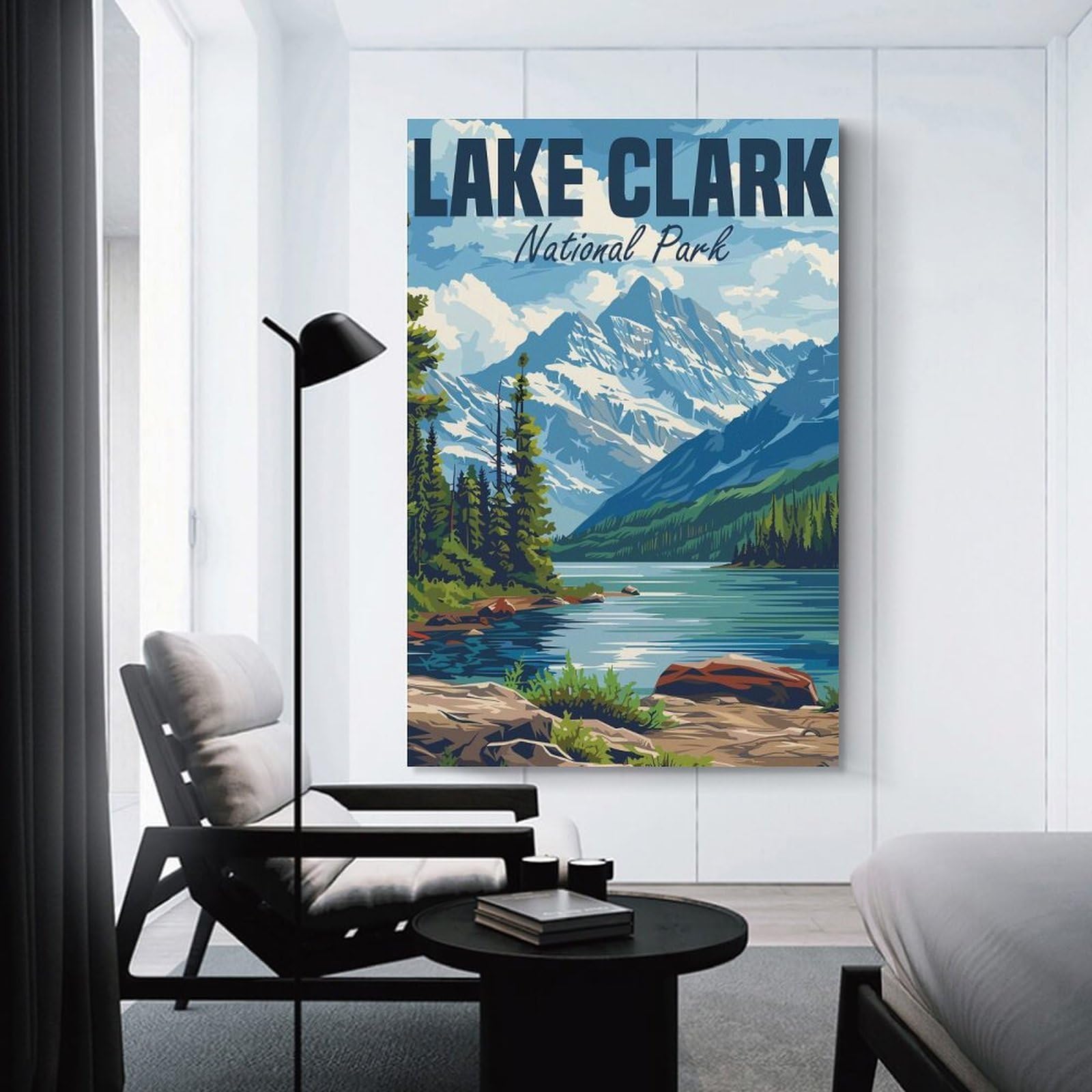 Junmoney Canvas Wall Picture Lake Clark National Park, 12x18inch(30x45cm), for Study, Office Or Focused Interiors, Wall Art That Adds Style to Work Areas