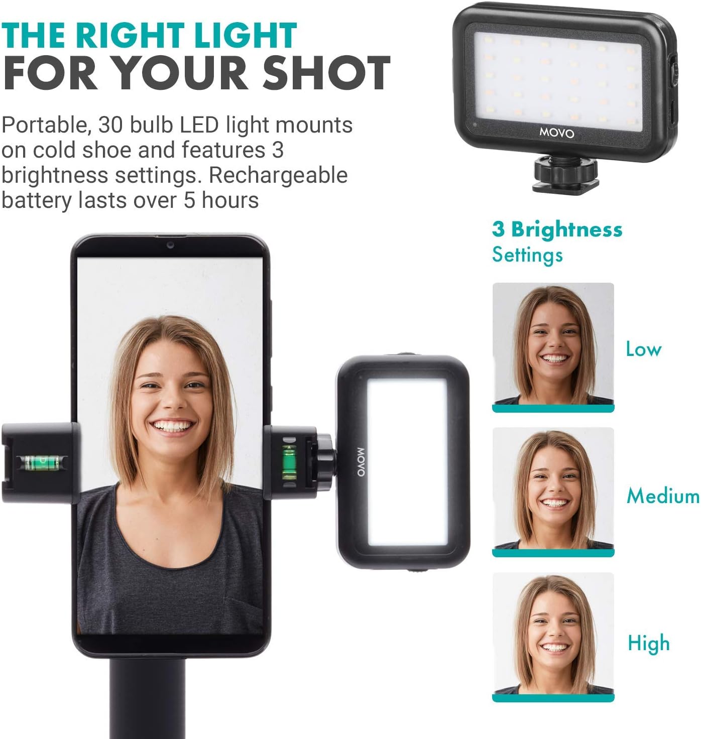 Movo VXR10-PRO+ Smartphone Video Rig with Pro Video Microphone, LED Light, Mini Tripod, Phone - Shotgun Microphone for iPhone 11, 11 Pro Max, SE, XS, XR, X, Android Devices, and More