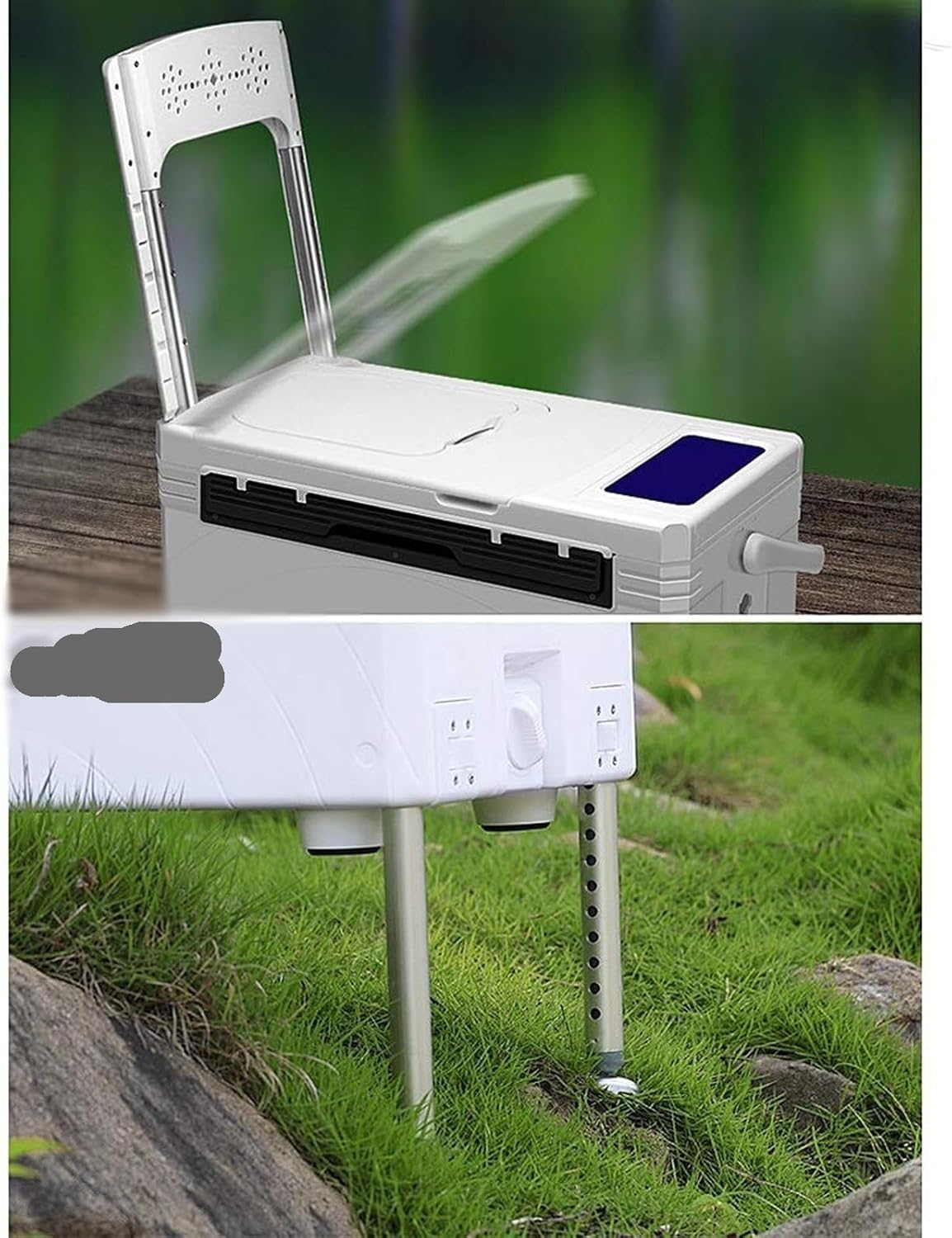 Fishing Tackle Box, 36L Insulation Fishing Box With Seat Folding Backrest Bait Coolers Four-legged Lift Tackle Art & Craft Case(White)
