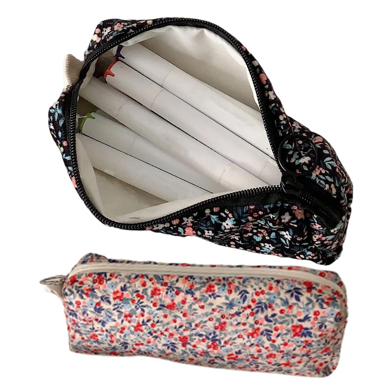 Générique Astuccio scolastico con cordino | 2 borse scolastiche adolescenti | Pochette organizzatrice con ricamo floreale 3D per scuola college donne adolescenti