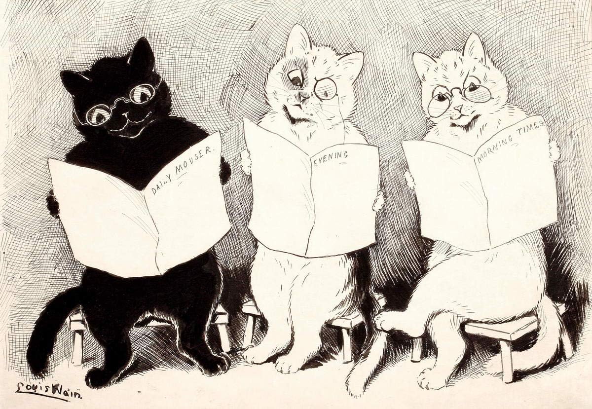Louis Wain chat affiche abstrait portrait mignon décoration intérieure toile art mural 60x80cm