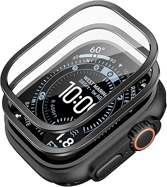 ESR Armorite Screen Protector for Apple Watch Ultra 3 2025 /Ultra 2 /Ultra 49 mm, Military Grade Protection, Tempered Glass Film with Aluminum Alloy Frame, Anti-Scratch, 2 Pack, Black