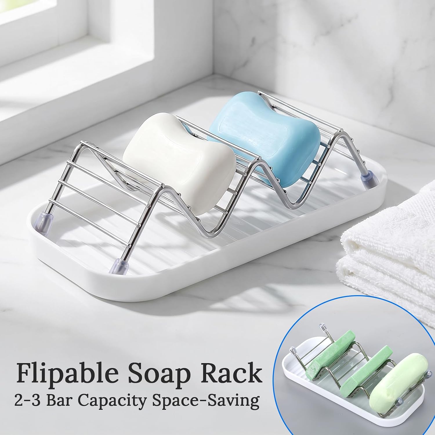 Wavy Bar Soap Holder Stainless Steel- Soap Saver with Self Draining Tray