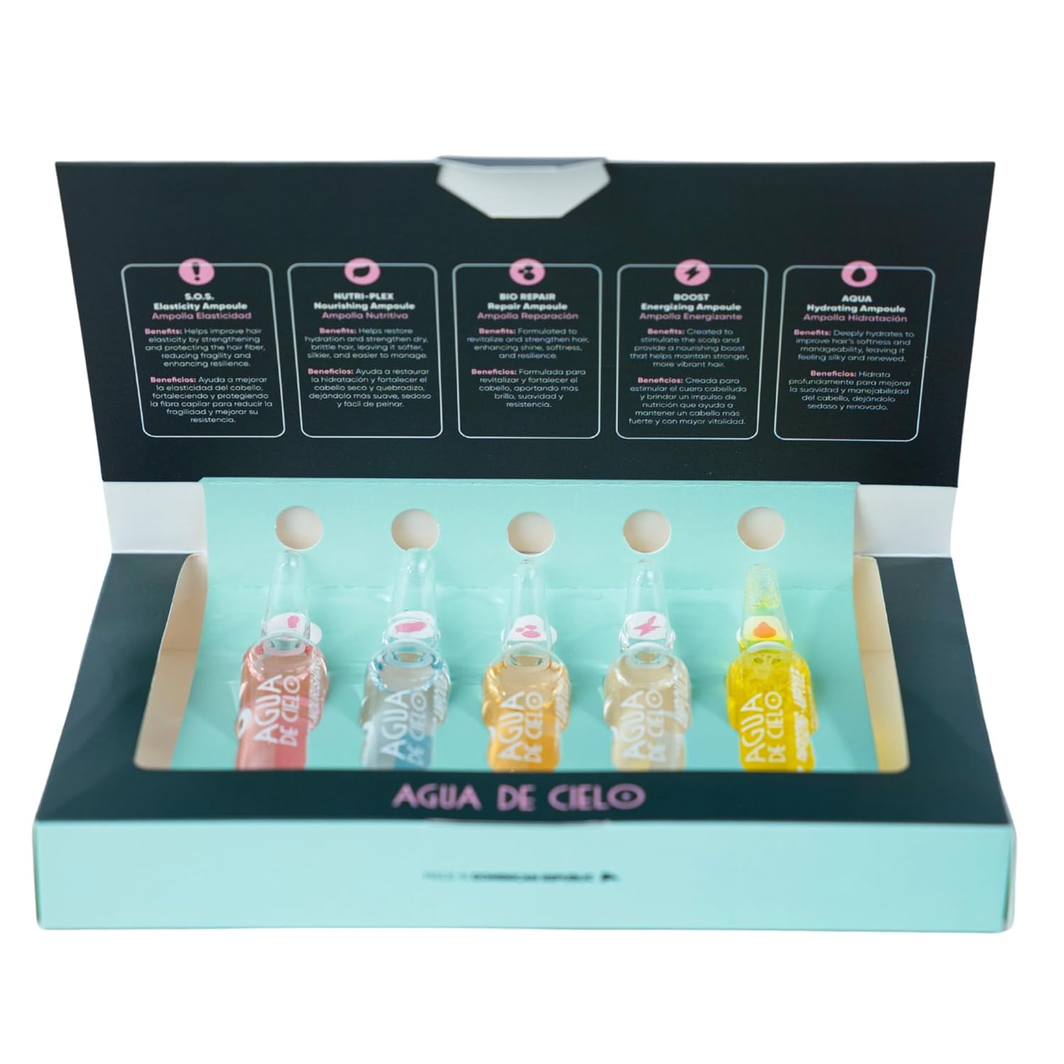Agua de Cielo Hair Therapy Complex 5 - Professional-Style Hair Ampoules Treatment, Intense Nourishment, Hydration, Repair, Growth & Elasticity, With Hyaluronic Acid - 5 Ampoules of 10ml