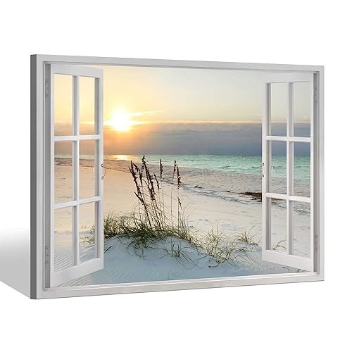 Sea Whisper Beach Painting Wall Art Canvas : 24x36 Inch