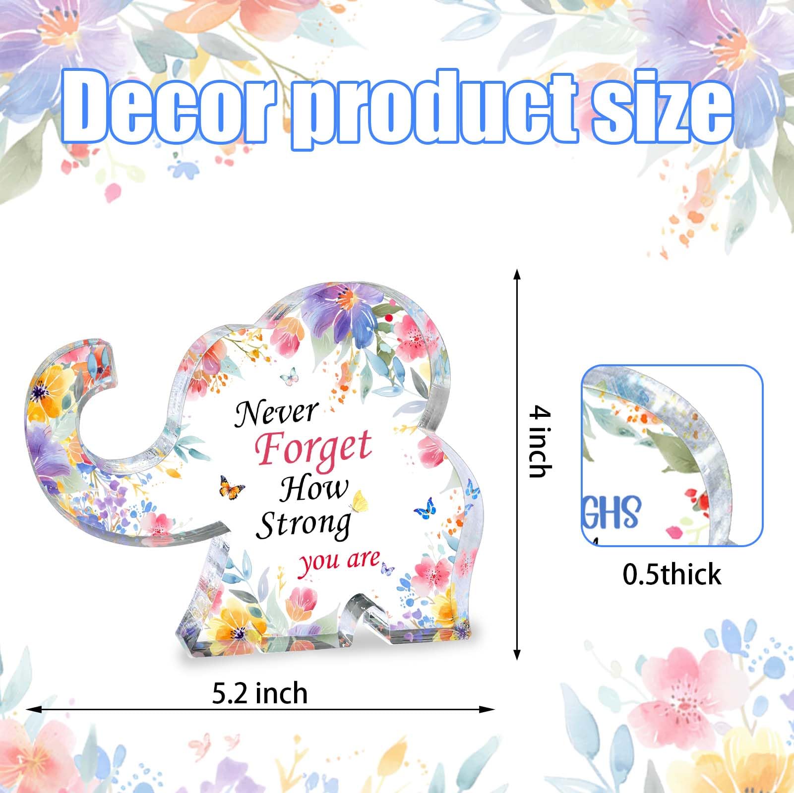 Inspirational Gifts for Women Elephant Gifts for Female Cheer up Gifts for Women Acrylic Elephant Shape Desk Decorative Sign Office Desk Accessories Gift for Mom Aunt Sister Daughter