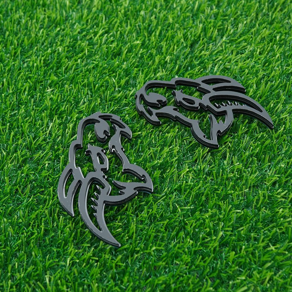Pack of 2 Angry Goat Car Truck Emblem Right Left Head Badge Custom (Gray)