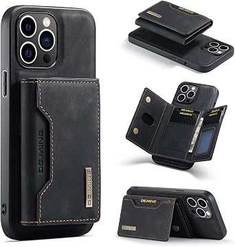 Compatible with iPhone 15 Pro Max6.7, 2 in 1 Detachable Back Cover& Leather Wallet Phone Cases ,Wallet Case with Card Holder,Leather Pocket Phone Cases Black