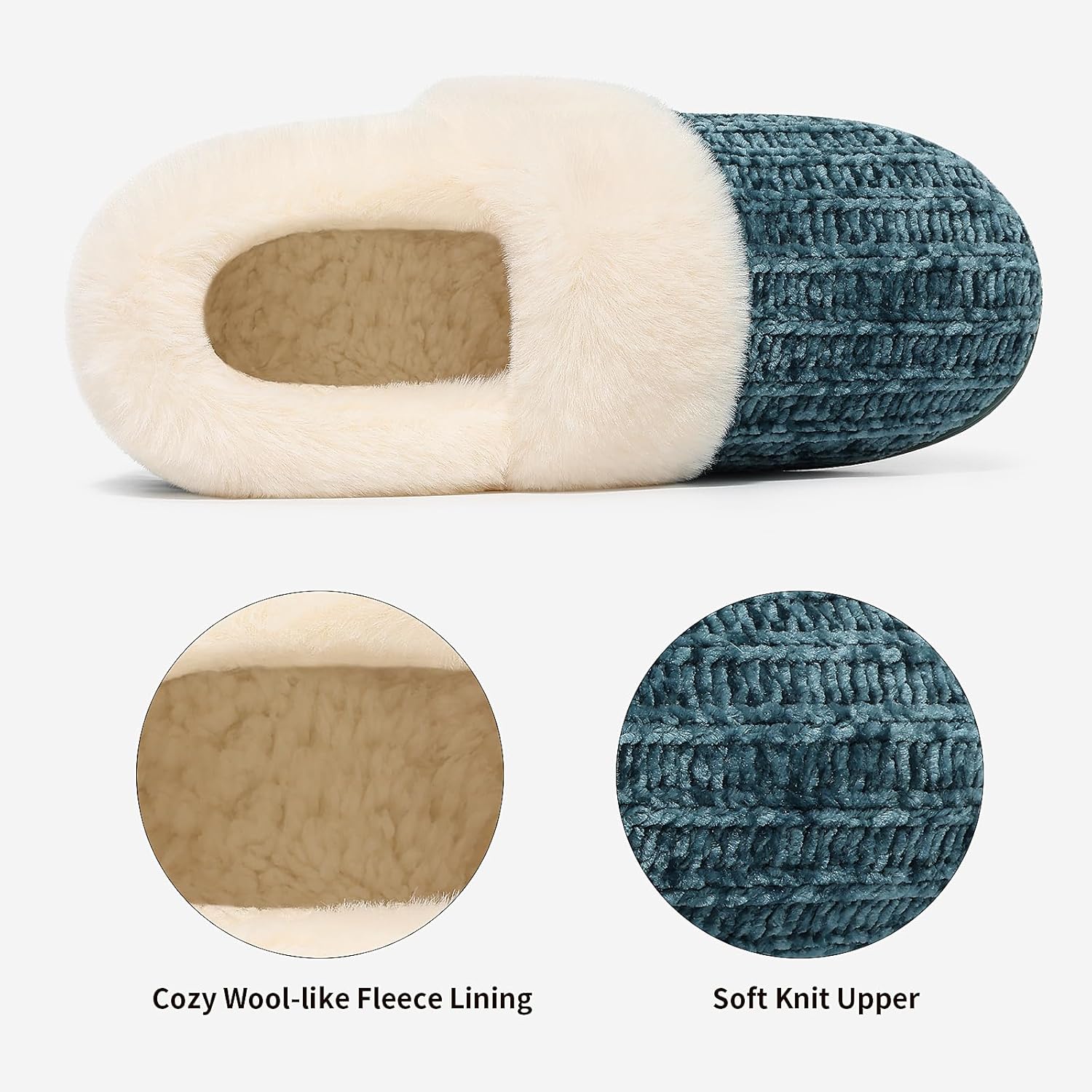 Evshine Women's Fuzzy Memory Foam Slippers, Closed Back Knit Bedroom Slippers, Slip-On Warm House Shoes for Indoor & Outdoor Comfort - Image 5