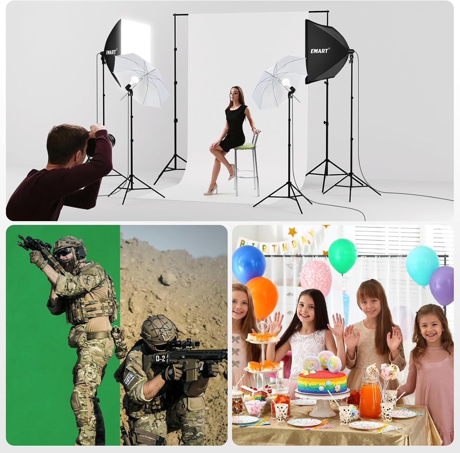 EMART Backdrop Stand and Backdrop Size Diagram