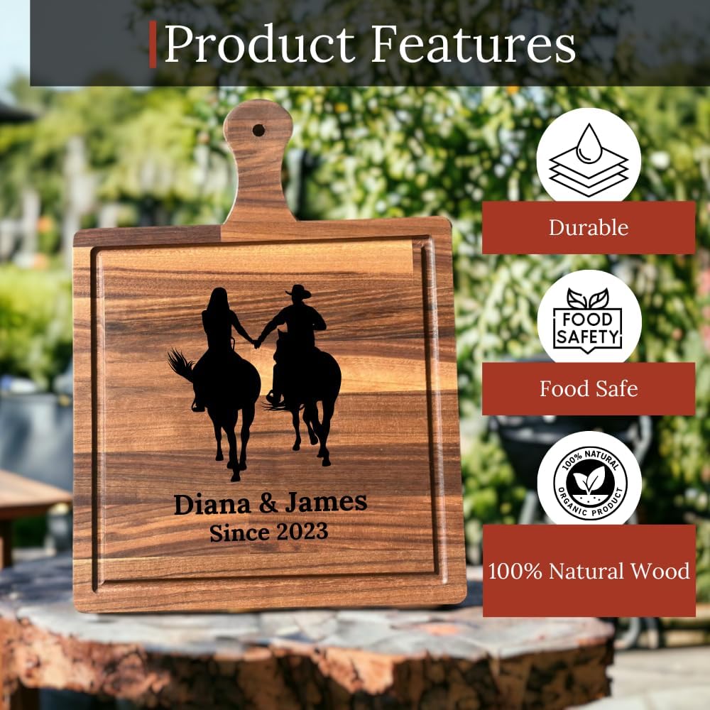 Cowboys Cutting Board Engraved - Western Kitchen Stuff for Men - Customized Chopping Board - Cowboy gifts