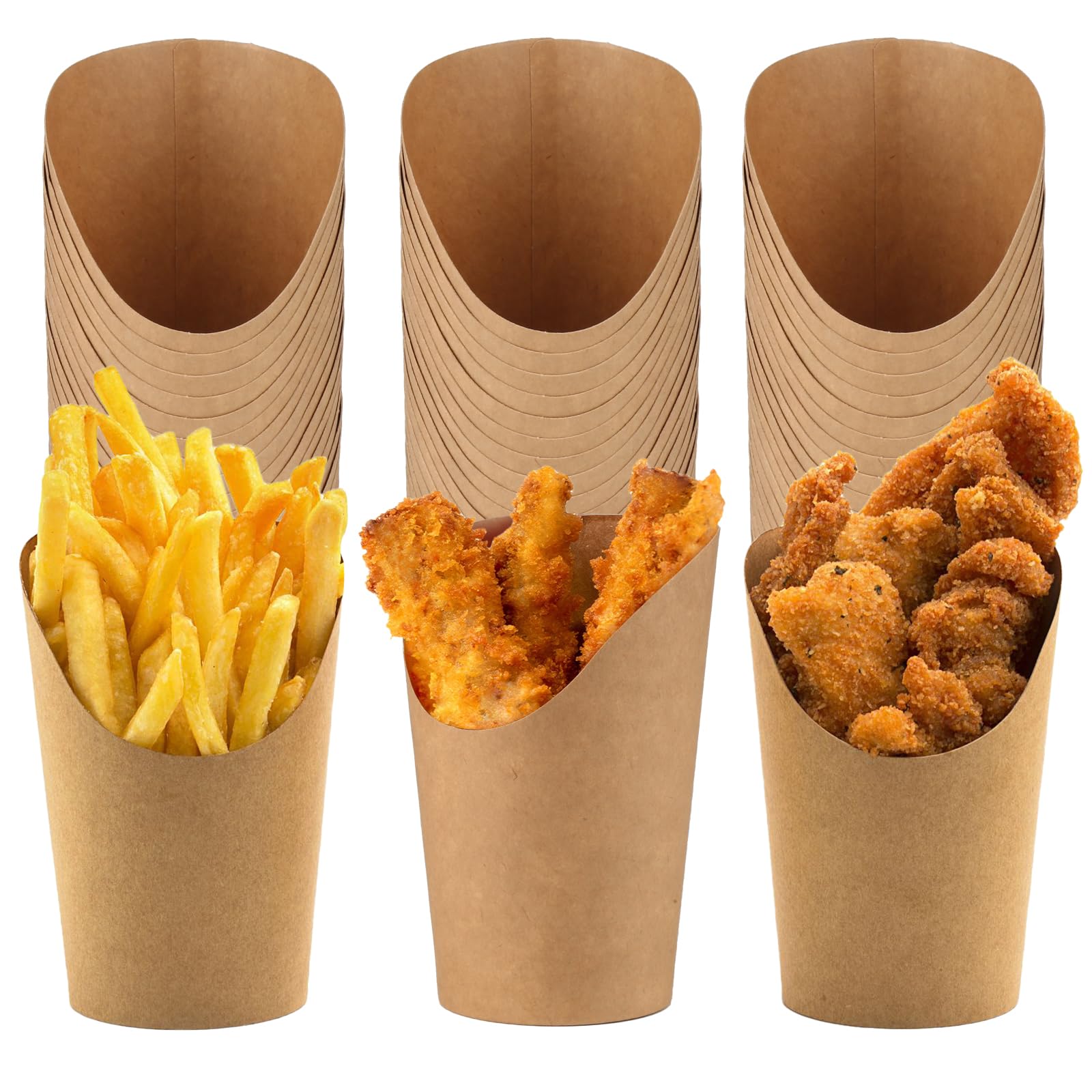 GUOYIHUA Pack of 60 Kraft Paper Cups, 12 oz Waffle Cups, Chip Paper Bags, Popcorn Bags, Snack Paper Cups with Slanted Mouth