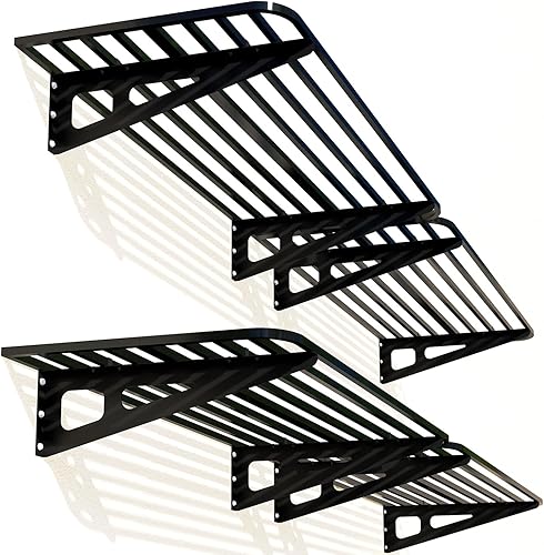 Miniatura 8 de Paquete de 4 estantes de pared de garaje de 2 x 4 pies, 4 estantes en total de 16 pies de largo, estantes de almacenamiento resistentes, perfectos