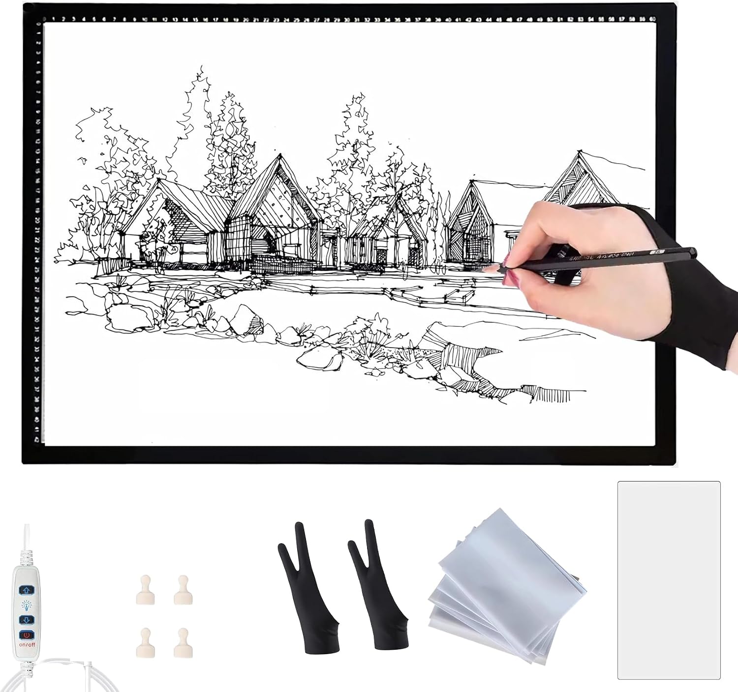 LED Light Pad A0/A1/A2/A3/A4 - Ultra-Thin Tracing Board with Adjustable Brightness, Magnetic Copy Board, Drawing Light Box for Sketching, Diamond Painting, Animation, Tattoo, Weeding Vinyl