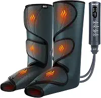 CINCOM Massageador de pernas com calor e compressão, massagem nas pernas para circulação e alívio da dor, massageador de compressão de ar na panturrilha ajuda a aliviar o edema
