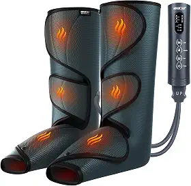 CINCOM Massageador de pernas com calor e compressão, massagem nas pernas para circulação e alívio da dor, massageador de compressão de ar na panturrilha ajuda a aliviar o edema
