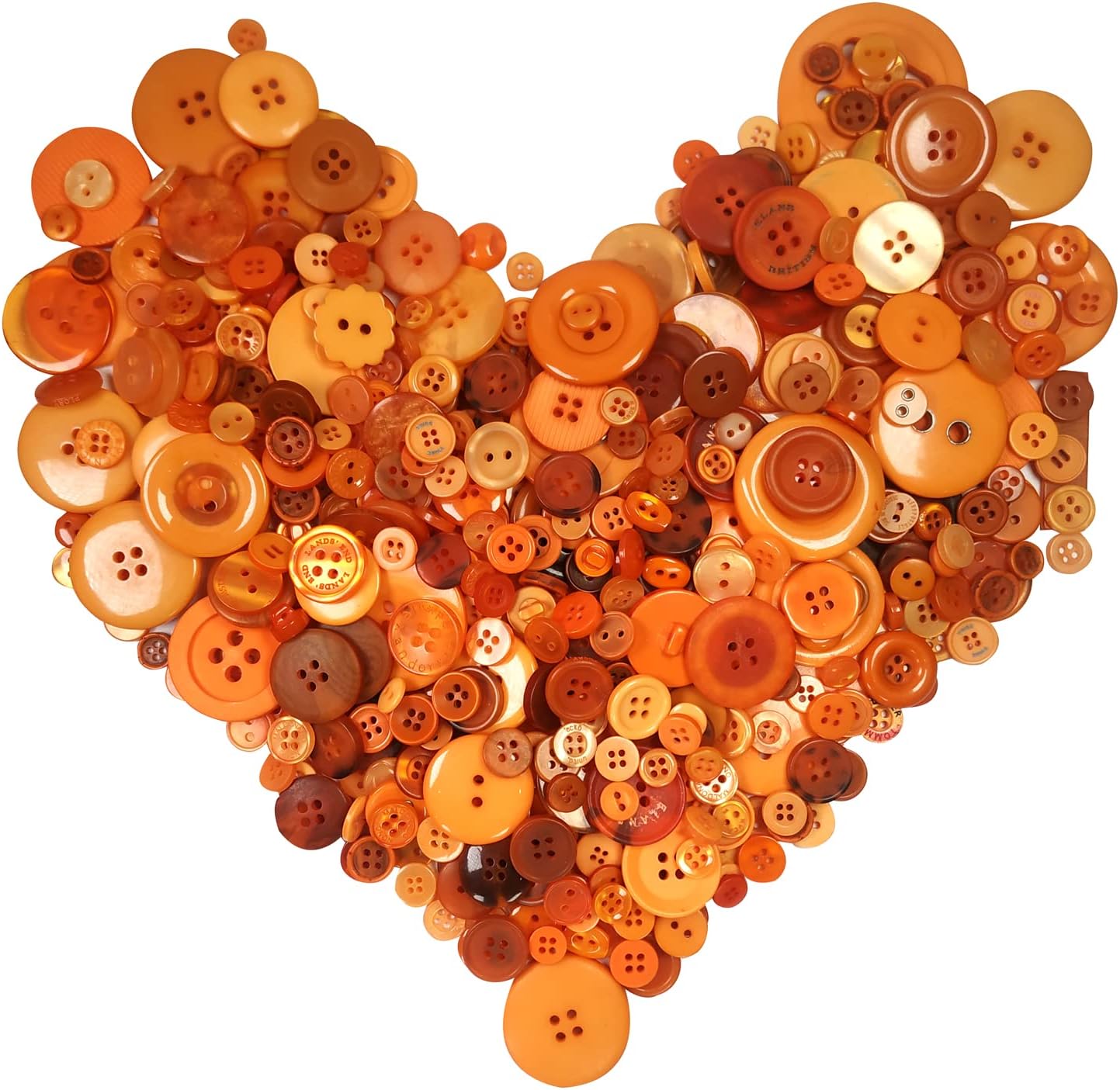 600-700 pcs Round Resin Buttons Assorted Sizes for Crafts Sewing DIY Manual Button Painting DIY Handmade Ornament Buttons, 2 Holes and 4 Holes (Orange)