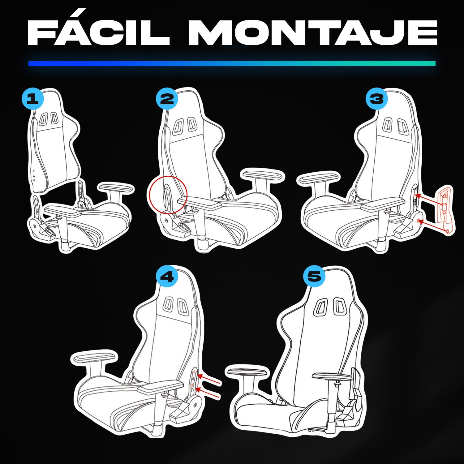 KLIM Esports Silla Gaming Ergonómica + con Soporte Lumbar y Cervical + Reclinable + Silla de Escritorio Ajustable + Piel Sintética y Materiales Premium + Silla Gamer Negra [Nueva VERSIÓN]