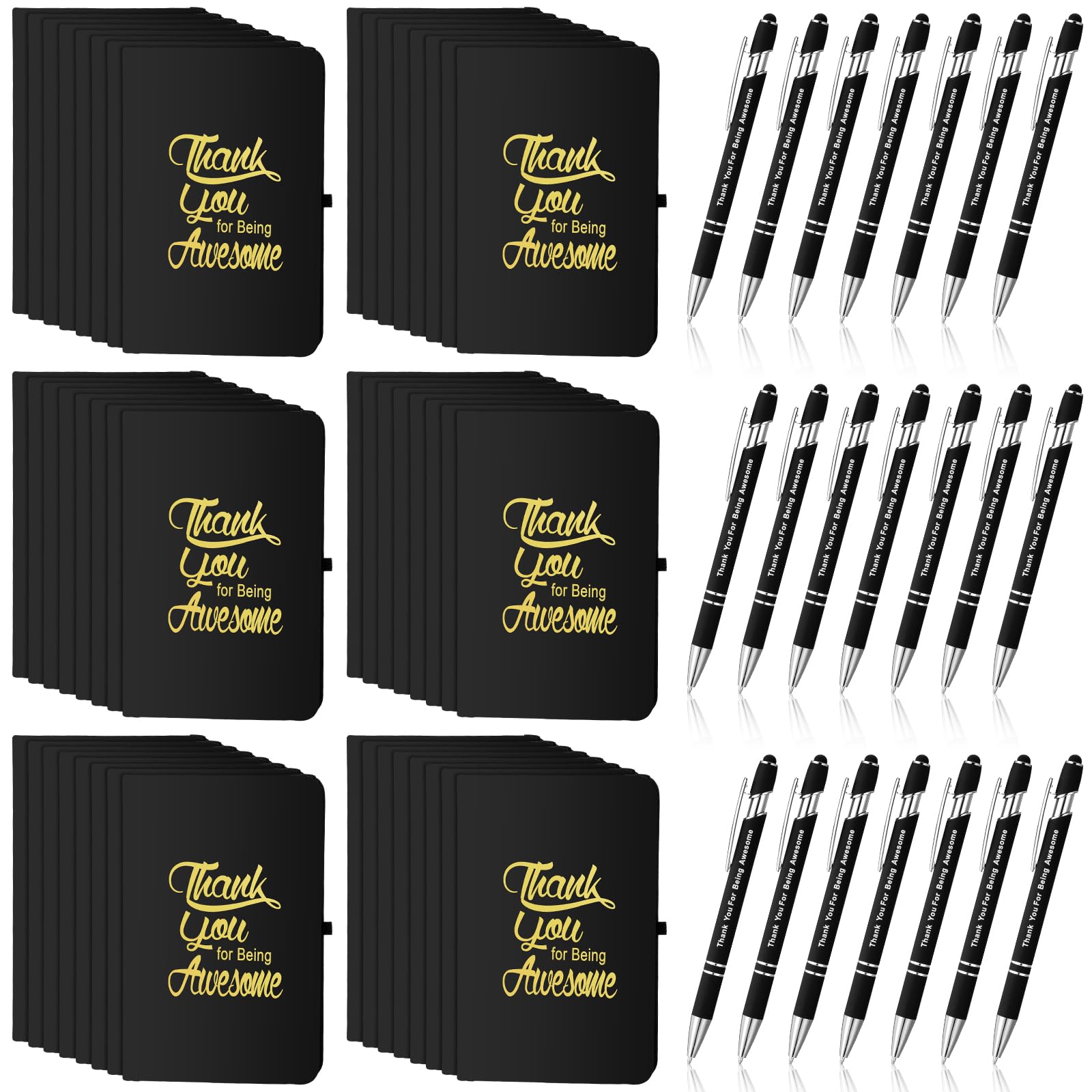 Photo 1 of Qeeenar 48 Set Small Notebook Inspirational Gifts Set Mini Notebooks Motivational Notebooks Encouraging Pens Bulk Motivational Appreciation Gifts for Students School Supplies Term Kids Office (Black) 48 Black