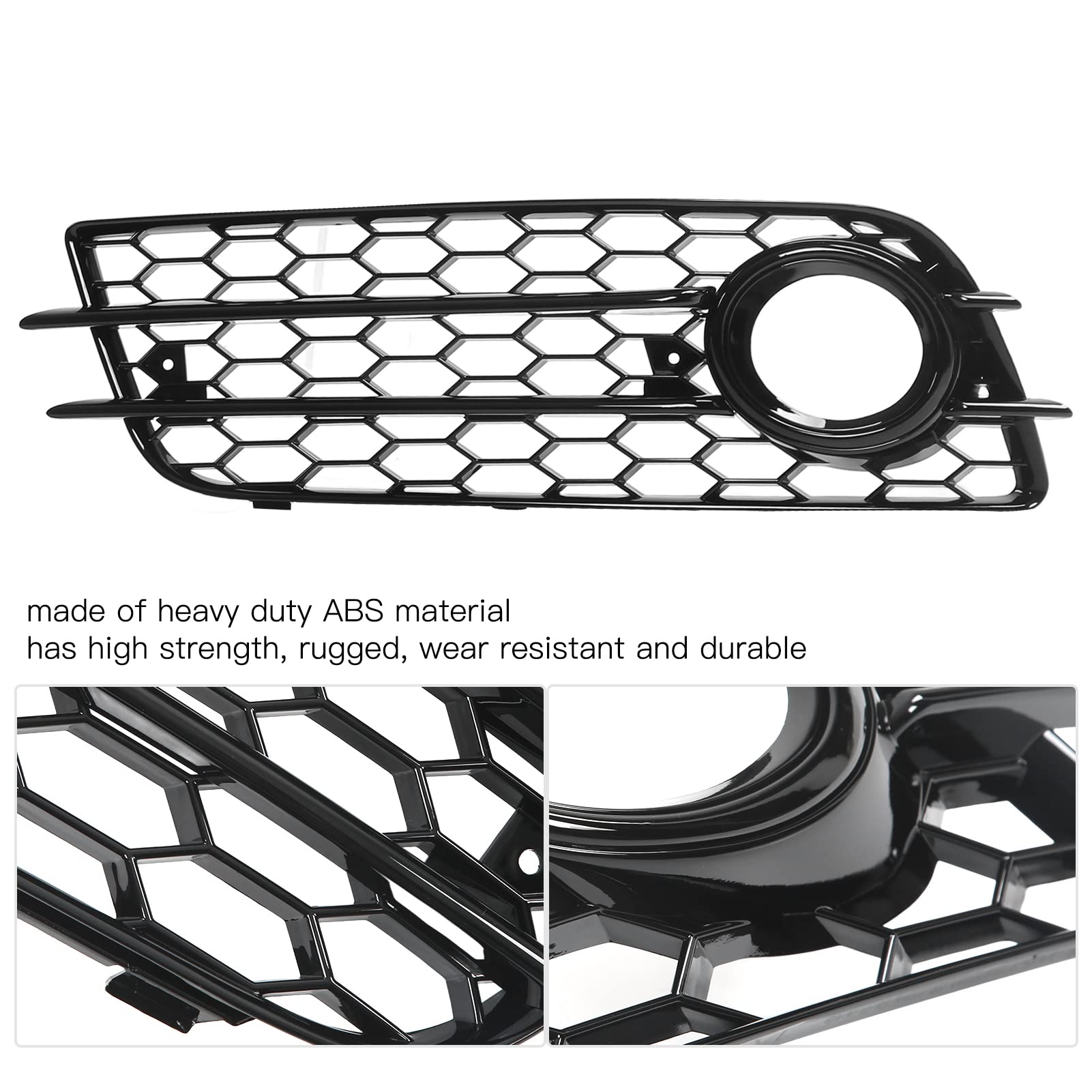 Dioche Garniture de Couverture de Calandre de Phare Antibrouillard de Pare-chocs pour B8 S4 2008-2012 | OE 8K0807681C01C | ABS | Finition Mate élégante | Installation Facile