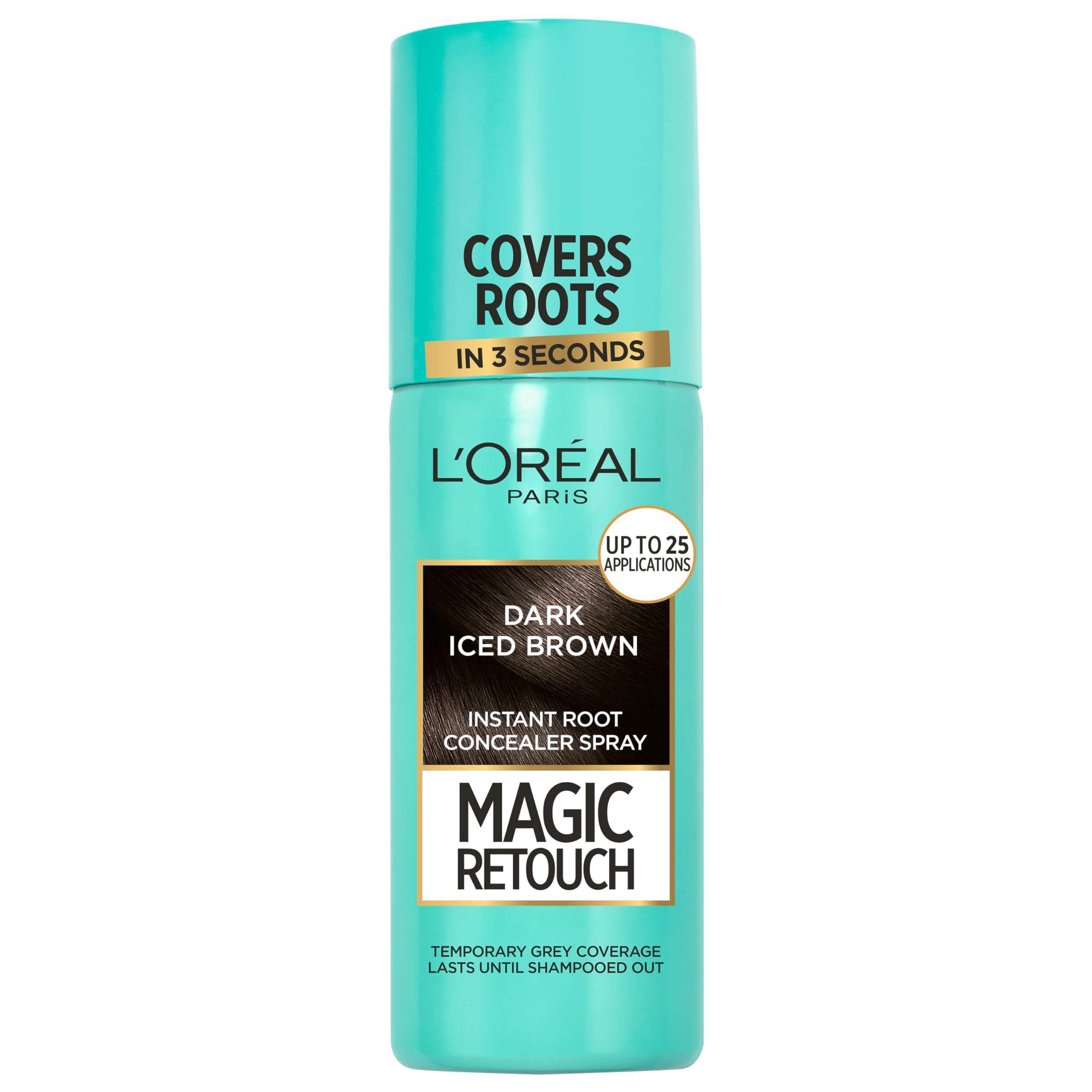 L’Oréal Paris Magic Retouch Instant Root Concealer Spray, Quick Grey Coverage, Easy Application, Home, Salon Hair Dye or Hair Colour, Shade: Dark Iced Brown, 75ml