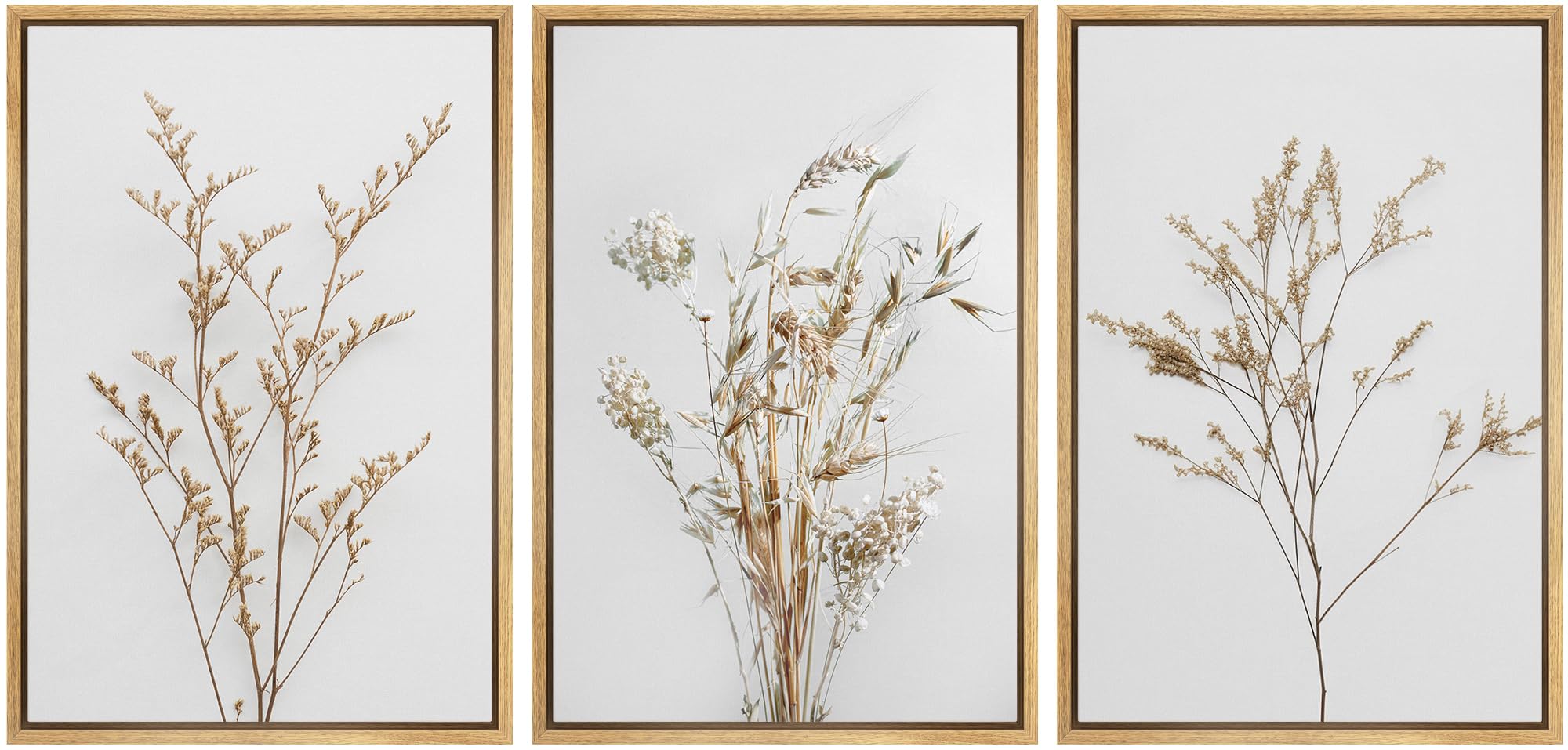mudecor framed canvas print wall art wildflower floral botanical prints minimalist wall art modern farmhouse for bedroom - 24"x36"x3 natural