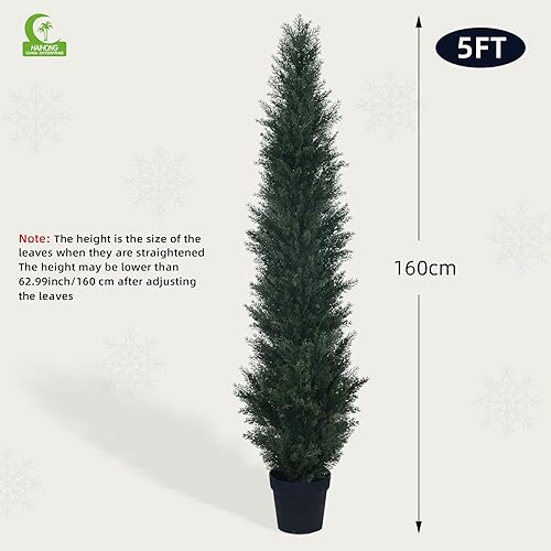 Miniatura 2 de Árboles topiarios artificiales de cedro de 5 pies, planta de cedro sintético en maceta en maceta de vivero, arbustos falsos para decoración de