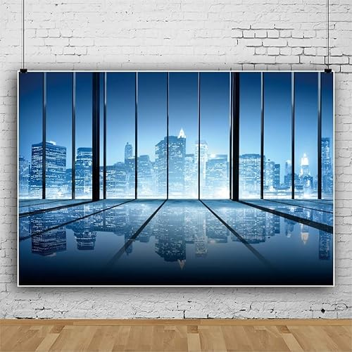 Miniatura 3 de Yeele Vista nocturna de la ciudad, telón de fondo de edificio de oficina, vista aérea de la ciudad, rascacielos, ventana de vidrio, paisaje de la