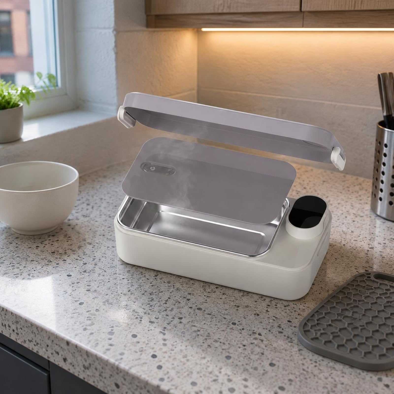 Scaldavivande Elettrico Portatile Contenitore Cibo Pranzo Lunch Box Bento Riscaldabile Ricaricabile Acciaio Inox 304 Guarnizione Ermetica Controllo, Color to 2