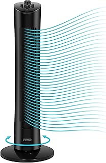 VonHaus Tower Fan 31”, Electric Fan for Cooling, Oscillating Fan with Timer for Any Space, Aroma Tray, Standing Fan Cools Bedrooms & Family Rooms, Floor Fan with 3 Breeze Speeds, 2 Year Warranty