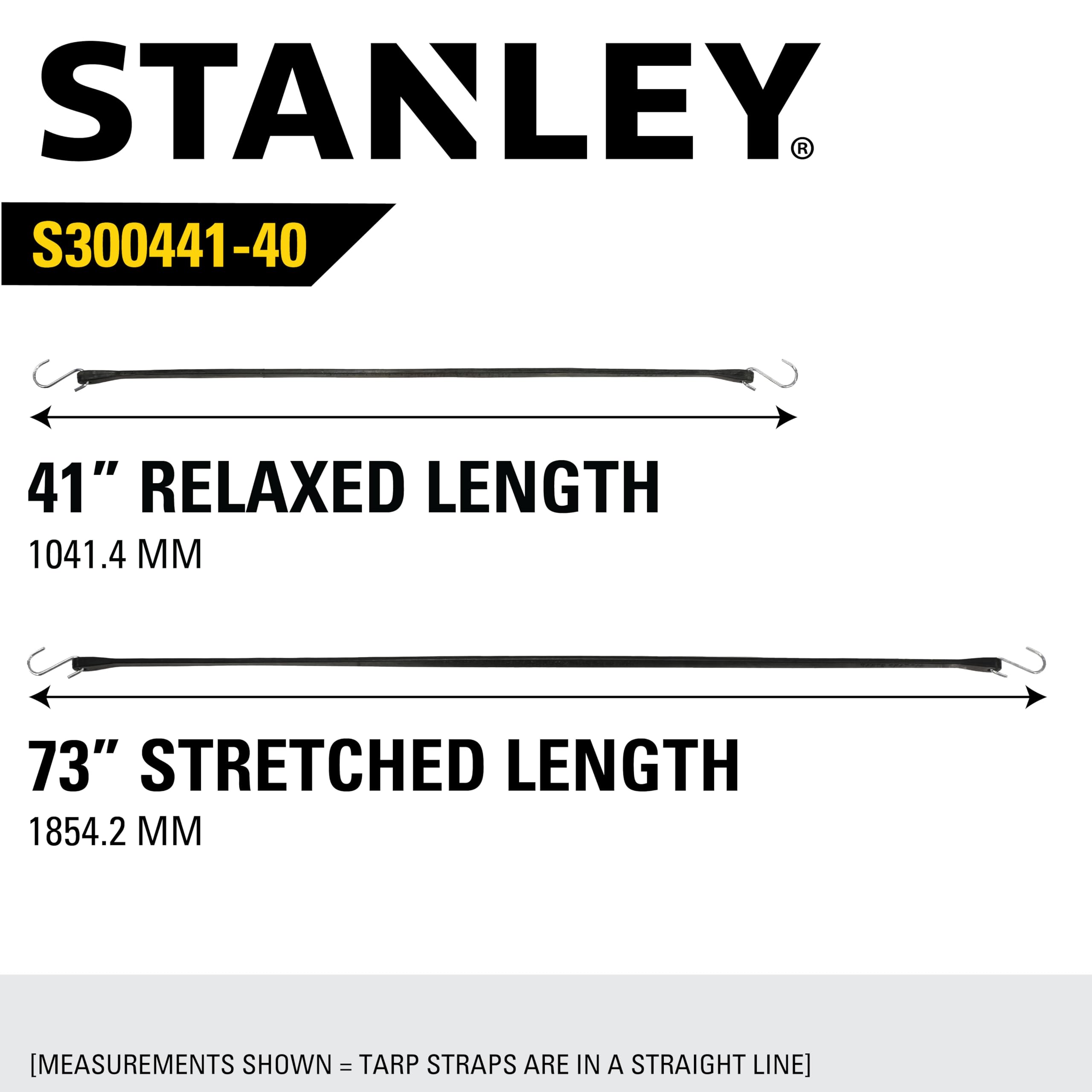 STANLEY S300441 Lot de 40 tendeurs élastiques en Caoutchouc pour Bateau, Camping, Support de Cargaison, Noir, 104,1 cm