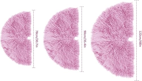 Vista 47 de Faldones blancos de felpa para árbol de Navidad, 36 pulgadas, tapete de lujo de piel sintética para base de árbol de Navidad con patrón de corazón