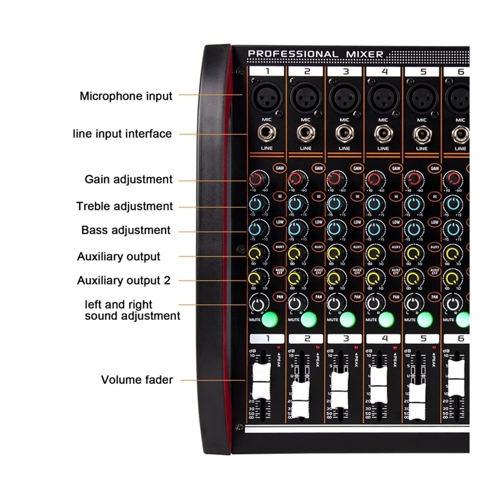 Mezclador de DJ, Mezclador Digital de 8 canales, consola mezcladora, USB, potencia ordenador, transmisión en vivo, grabación, equipo DJ profesional