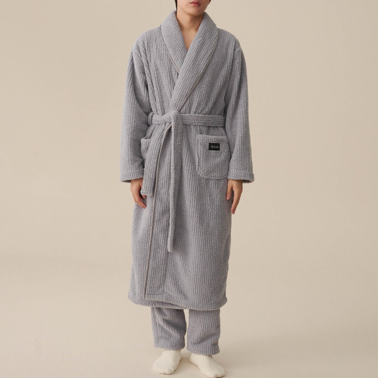 Genérico Pijamas Hombre Verano Divertidos - Conjunto De Pijama para Pareja De Albornoz De Terciopelo Coral Grueso Y Largo para Hombre De OtoñO E Invierno Hombre Sexy
