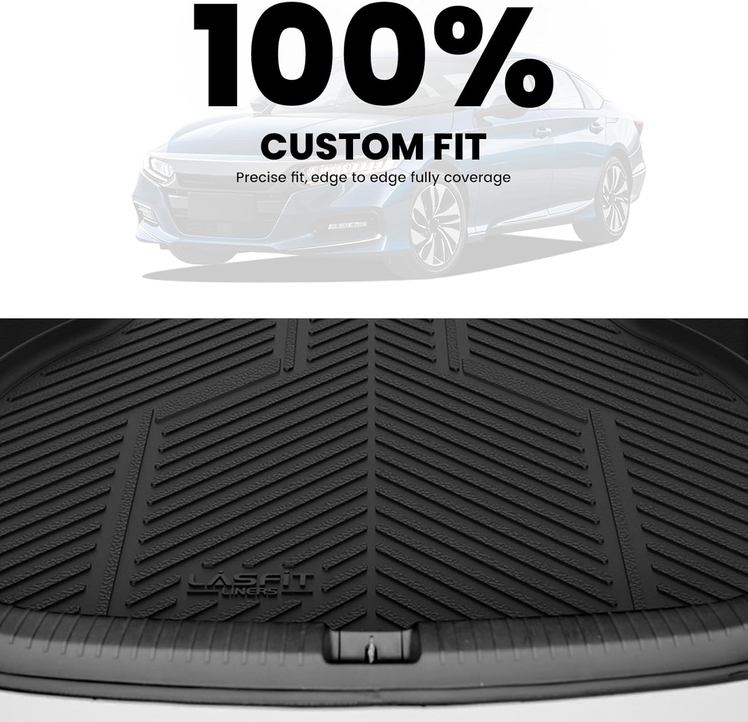 LASFIT Trunk Mat for Honda Accord 2017 2016 2015 2014 2013 Sedan Only, All Weather Custom Fit TPE Cargo Mat Trunk Tray Cargo Tray, Black (Not for Coupe & Hybrid)