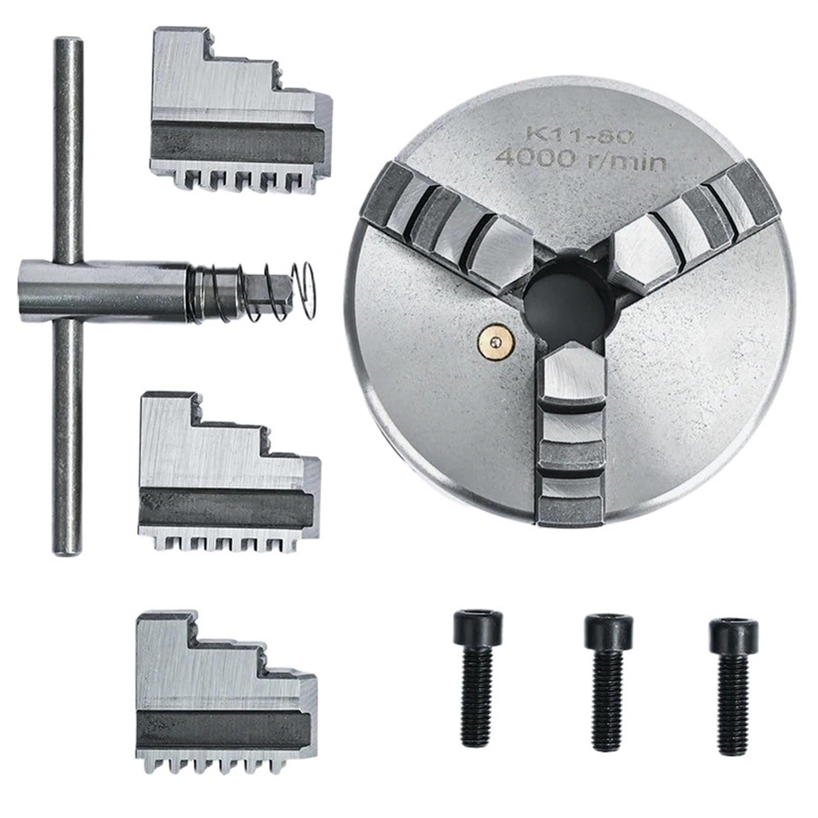Uchwyt tokarski 80 mm metalowy uchwyt tokarski K11-80 ręczny uchwyt tokarski 3-szczękowy uchwyt do tokarki