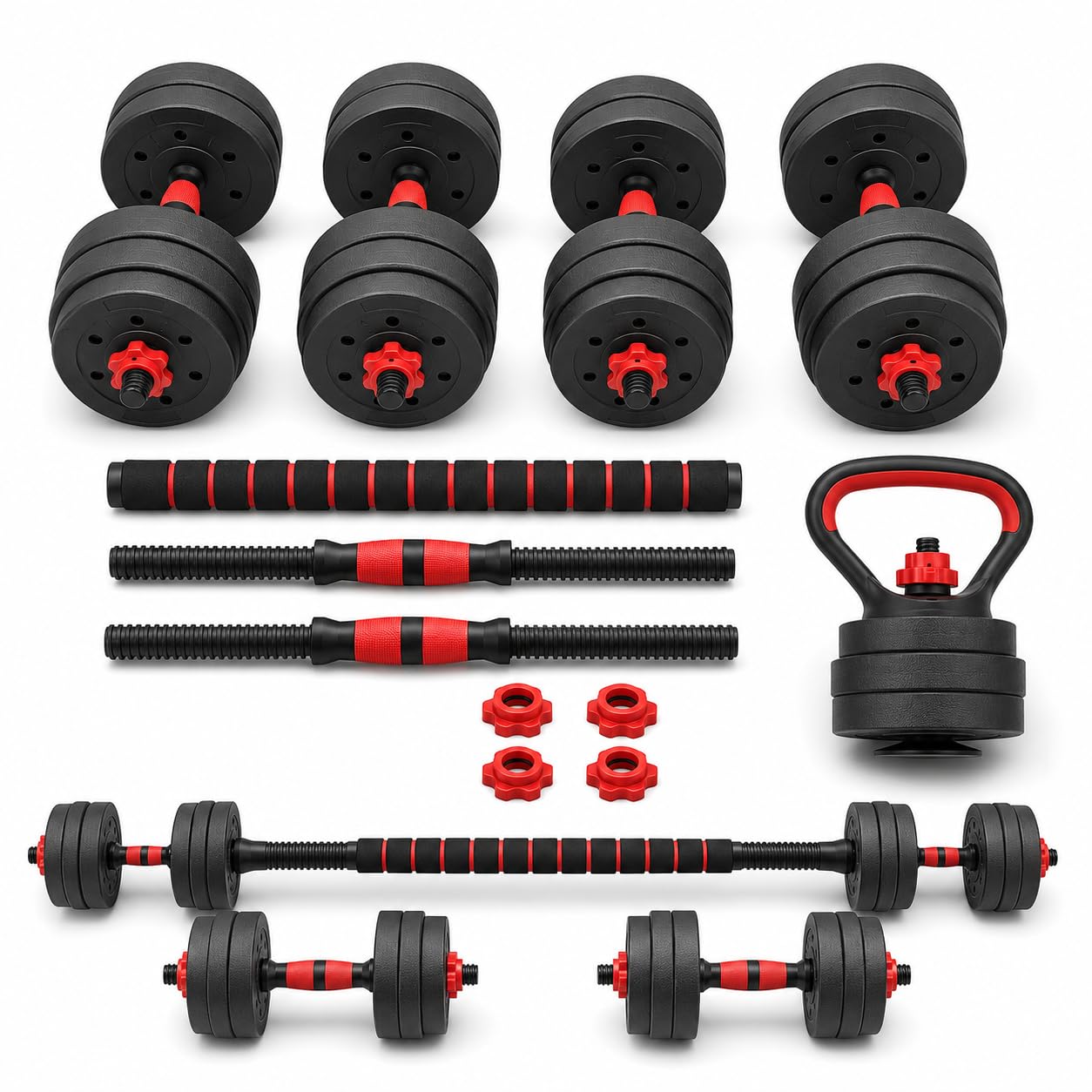 6-in-1 Adjustable Dumbbell Set 10kg 15kg 20kg 30kg 40kg 50kg Space Saving Home Gym Weight Set with Connecting Rods For Men Women Fitness Workout & Strenght Training (Griper)