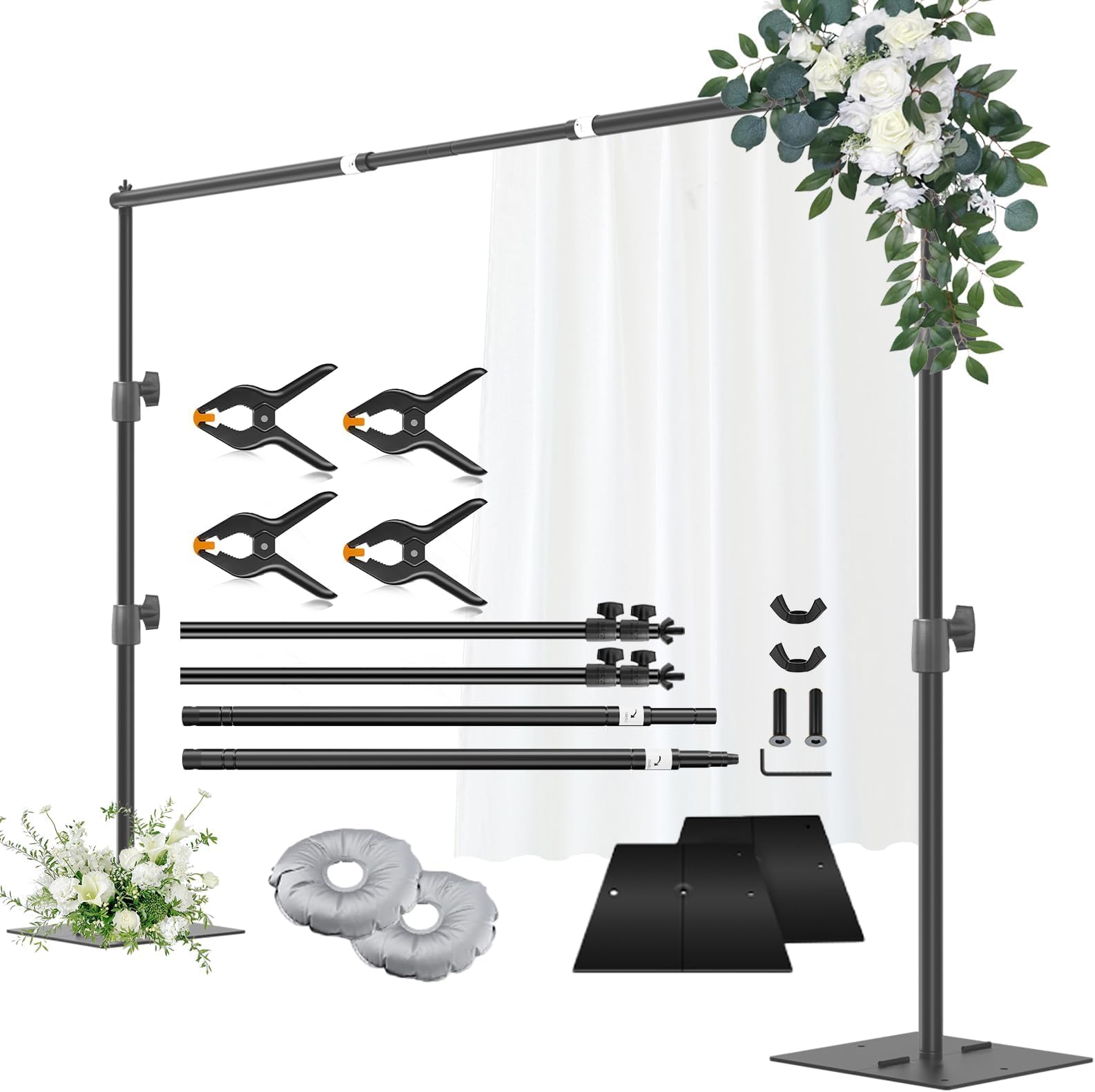 Adjustable Backdrop Stand Kit - Portable Double Crossbar, Heavy Duty Pipe & Drape System For Wedding, Parties, Photography - Easy Setup! From Party Decoration - Price 257.29