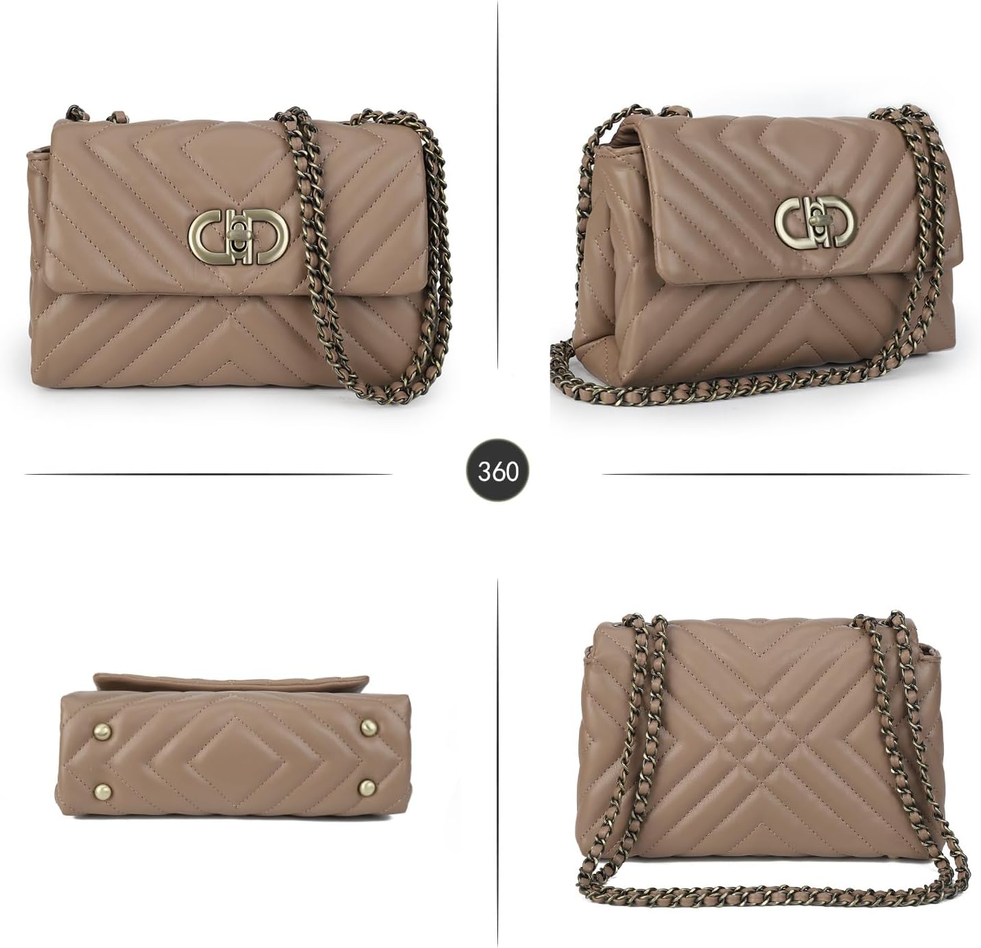 GLITZALL Small Quilted Crossbody Bag for Women Trendy Designer Shoulder Purse and Handbags with Chain Strap - Image 3